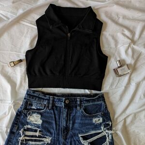 Athletic halter cropped Zip up with freebie!!!